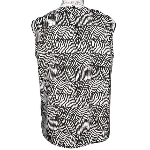 Notations MEDIUM Zebra Print Paint Splatter Stripe Detail Keyhole Back Blouse - Picture 5 of 13